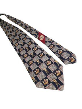 Cutter Buck Golf Novelty Silk Neck Tie Plaid Checkerboard Sportsman Print Logo B